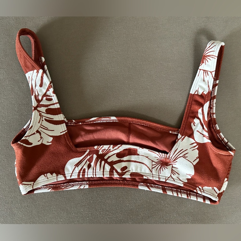 Roxy Garden Trip Bralette Bikini Rust Floral Bikini Top Size Small cute & comfy! - Picture 16 of 16